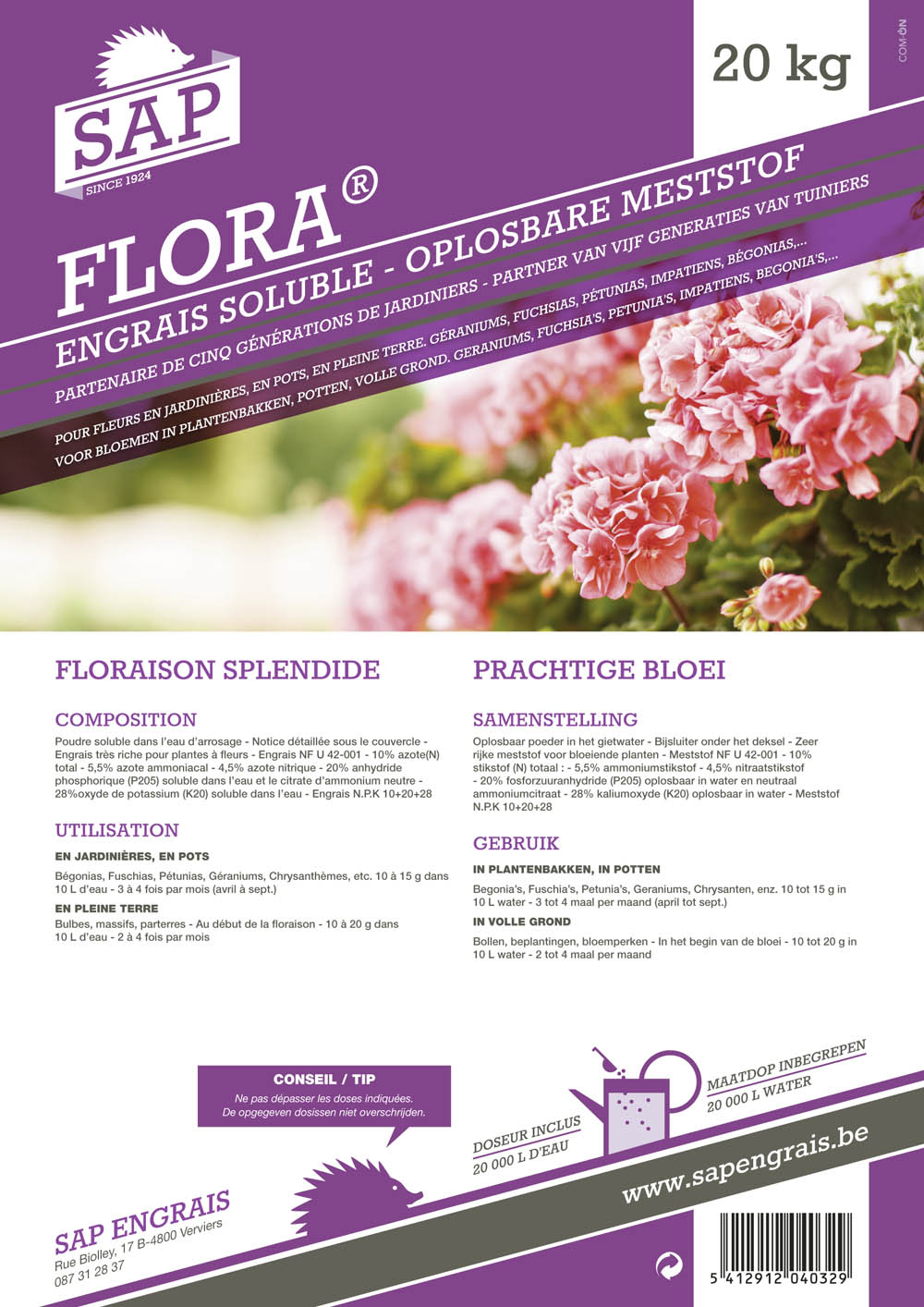 engrais soluble SAP Flora 20kg