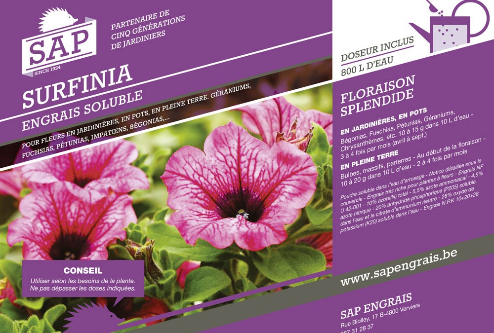 engrais soluble SAP Surfinia pot